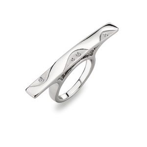 Hot Diamonds Cascade Long Bar Silver Ring size 7